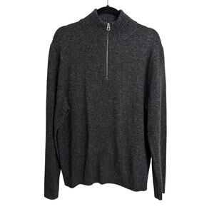 J.Crew Sweater Mens L Gray Marled Rugged Merino Quarter-Zip Wool Blend Mock Neck